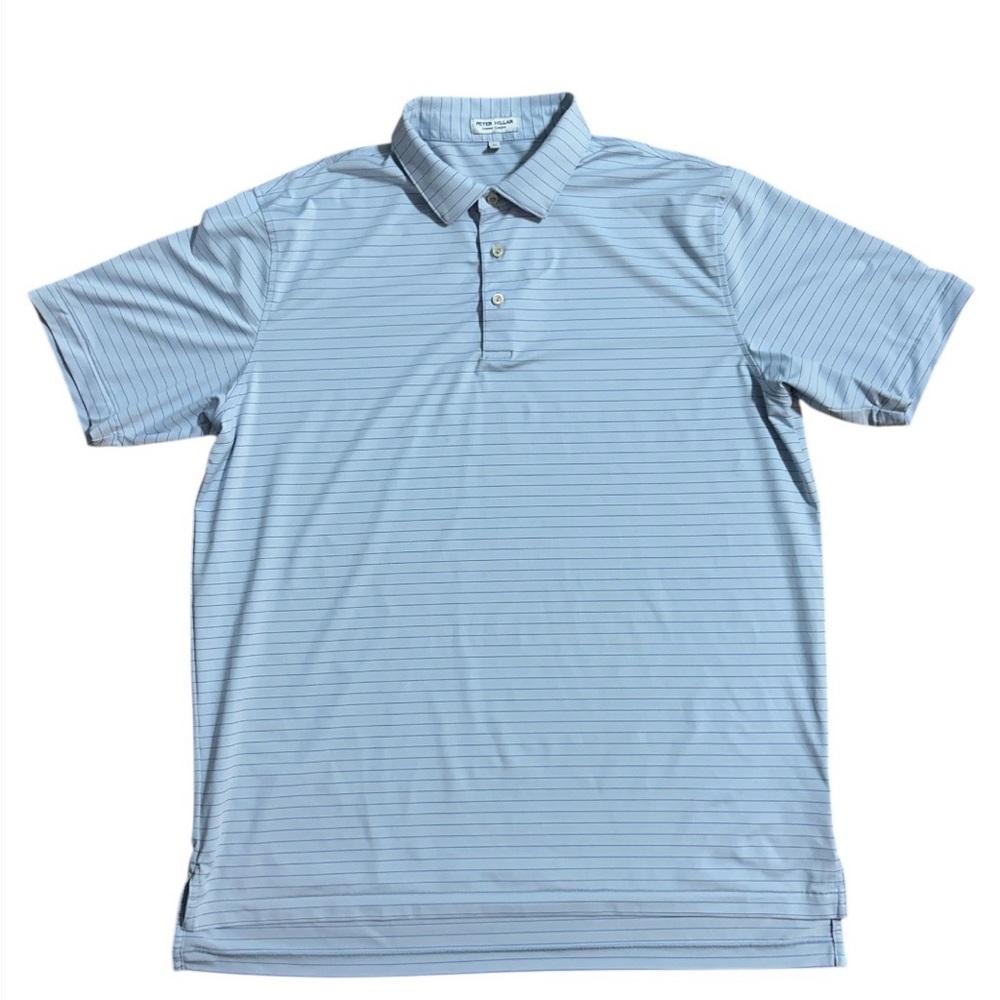 PETER MILLAR Light Blue Striped Polo Shirt
